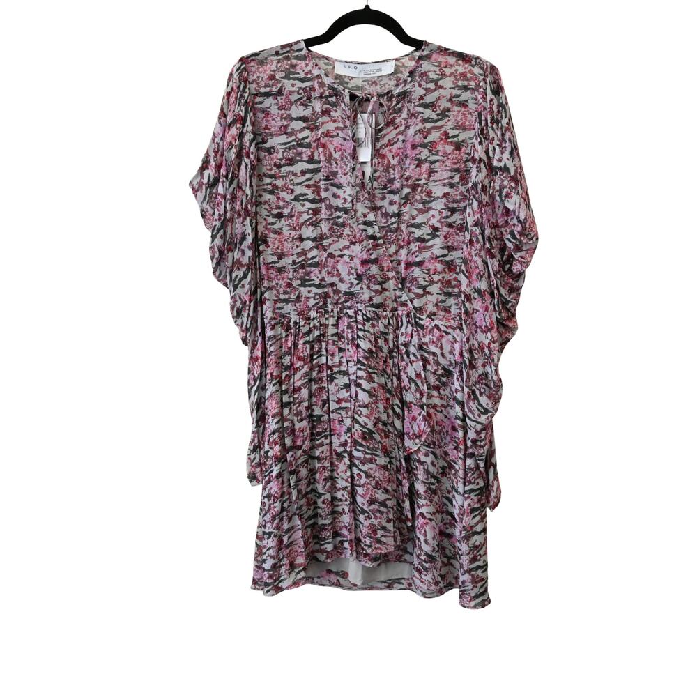 IRO Floral Abstract Print Ruffle Long Sleeve Mini Dress Size 38/ Approx. US 6